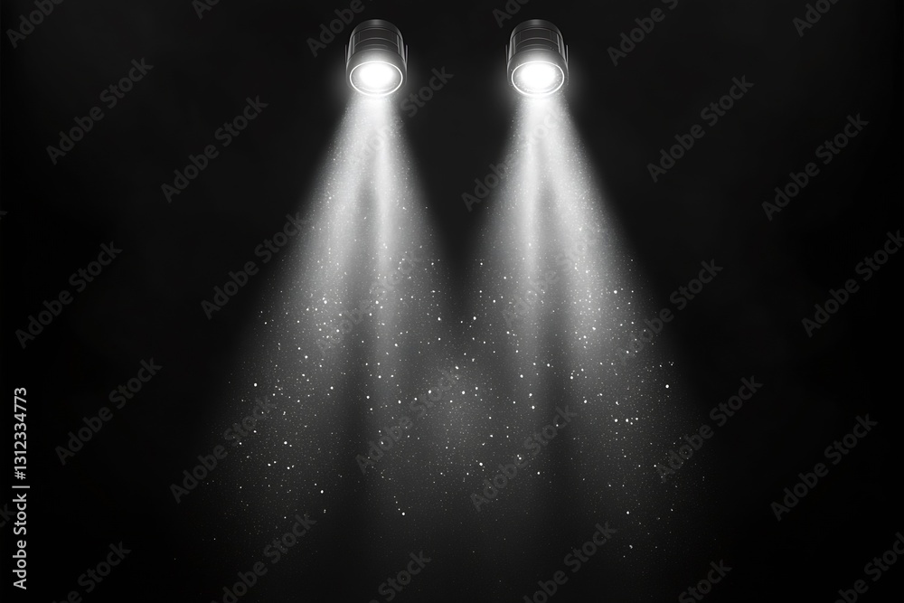 Aufkleber High contrast artistic lighting effect with beams illuminating dust particles in the air : Generative AI