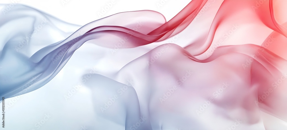Poster Abstract Flowing Silk Fabric in Soft Red and Blue Tones Creating Beautiful Design : Generative AI