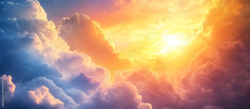 Aufkleber stunning sunrise over dramatic clouds creating a whimsical sky scene : generative ai