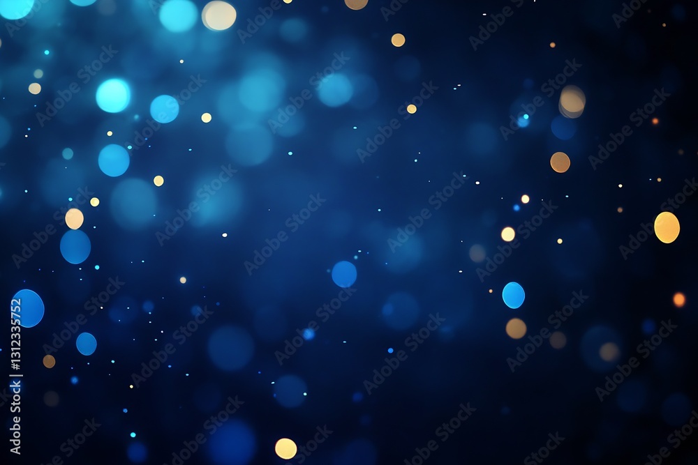Poster Beautiful bokeh background with sparkling blue and gold lights for festive and creative design projects : Generative AI