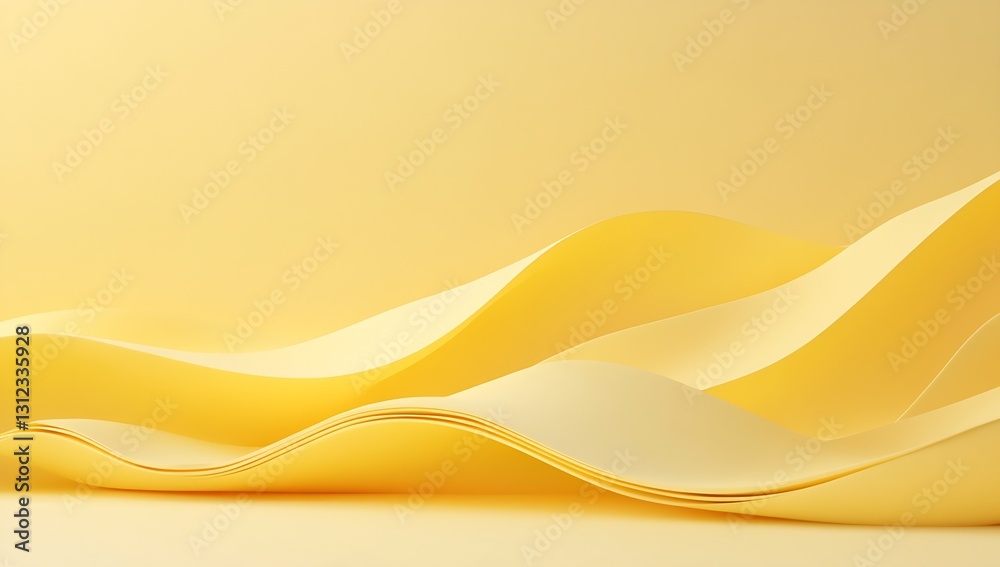 Poster Abstract wavy yellow paper creating a soft and smooth artistic background : Generative AI