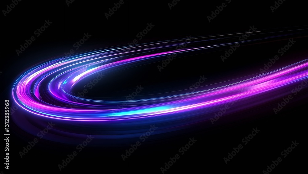 Poster Dynamic Colorful Light Trails Creating Abstract Motion Effects on a Dark Background : Generative AI
