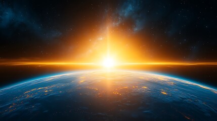 Obraz premium A stunning depiction of the earth from outer space at sunrise