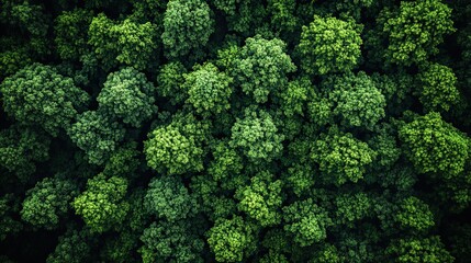 Fototapeta premium aerial view of a lush green forest in spring