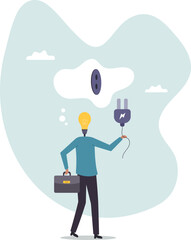 Inspiration or creativity to think of solution or solving business problem, imagination or innovation to success,business concept.flat character.