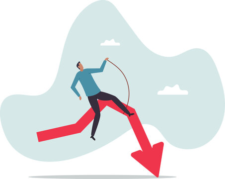 Stock market or crypto currency crash and going down, economic crisis or investing risk, volatility and fluctuation.business concept.flat character.