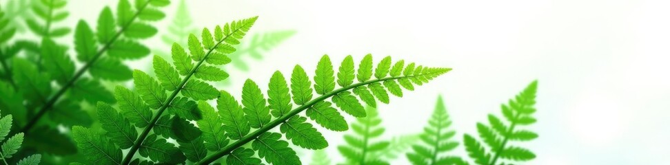 Fototapeta na wymiar Leafy green fern isolated on white background, leaves, forest, plants