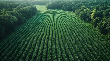 an aerial view of a lush wheat field highlighting the intricate patterns created by the crops
