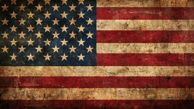 Vintage american flag with weathered texture and bold stars and stripes