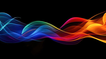 Fototapeta premium Vibrant multicolored abstract waves on black background
