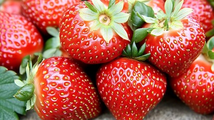 Ripe strawberries close up, studio shot with other berries. For recipes, ads, or healthy lifestyle images