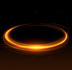 Fototapeta premium Vector glowing light effect on a black background, with an abstract ring and lens flare, bokeh, and a glowing element for design.