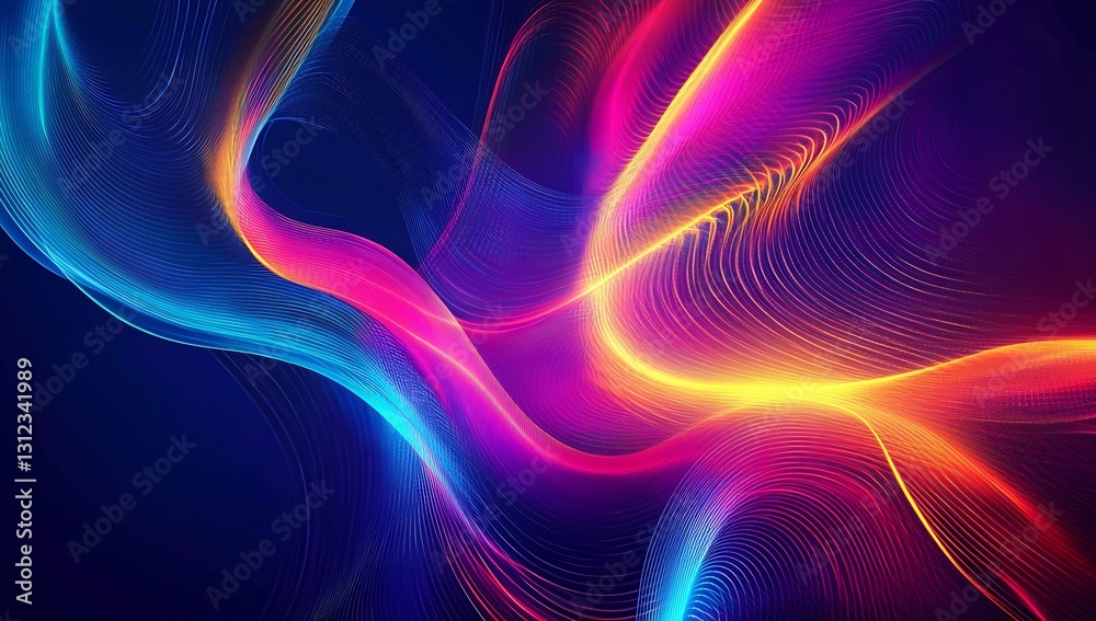 Aufkleber colorful flowing abstraction in pink blue and orange with smooth gradients : generative ai