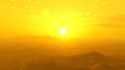 Golden Sunset Over a Desert Cityscape