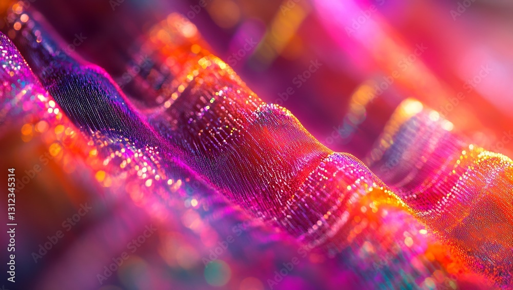 Poster Magnificent close-up of shimmering fabric capturing a beautifully textured surface with vibrant color patterns : Generative AI
