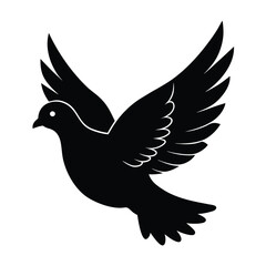 Dove Silhouette Vector Art Design, Black and White Dove Bird Vector Illustration