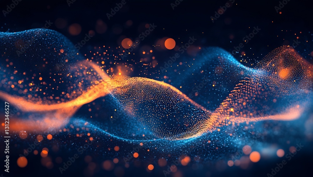 Poster Mesmerizing flow of luminous waves with sparkles creating a modern artistic effect : Generative AI