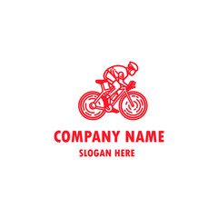 cycling race stylized symbol, outlined cyclist vector silhouette