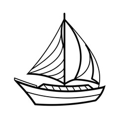 Vintage Scow Boat Line Art Vector for Classic Designs
