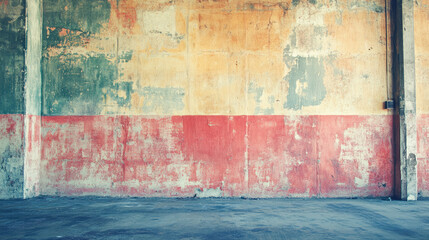Vintage distressed concrete wall with colorful weathered texture