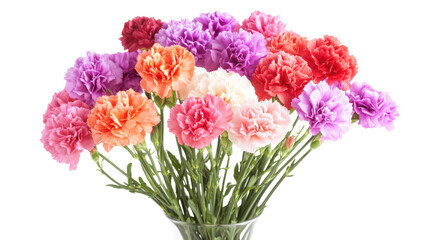 Obraz premium Vibrant bouquet of multicolored carnations in glass vase