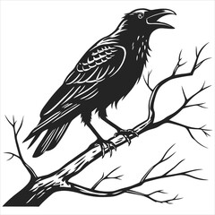 silhouette crow image on white background 