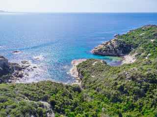 Green plants and blue sea in Sardinia in springtime