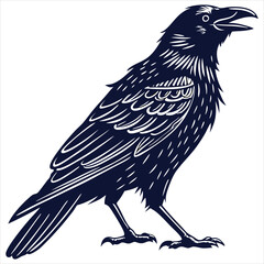 silhouette crow image on white background 