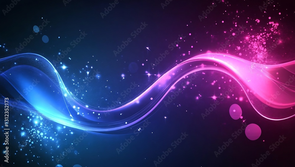 Fototapete luminous waves and sparkling lights create an enchanting abstract visual experience : generative ai