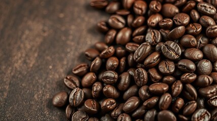 Aromatic Roasted Coffee Beans Close Up Dark Brown Background