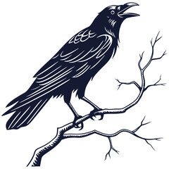 silhouette crow image on white background 