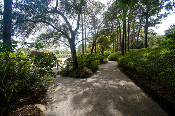 Exploring the gardens at the Morikami Museum and Japanese Gardens in Delray Beach, Florida.