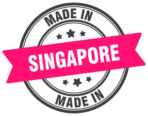 Made in Singapore round sign. Made in Singapore stamp.