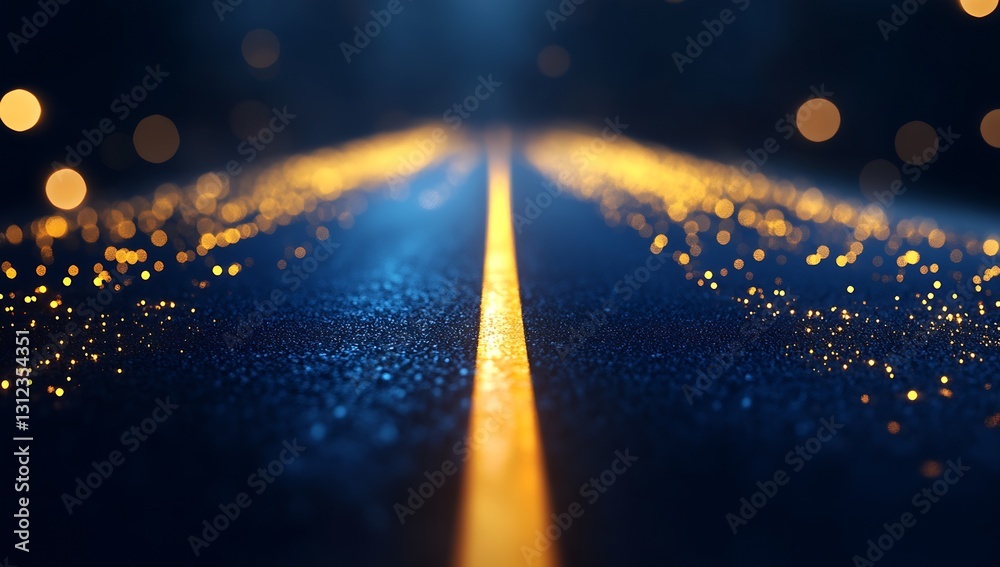 Aufkleber enchanting road view with glowing lights and a captivating depth of field creates an inviting atmosp