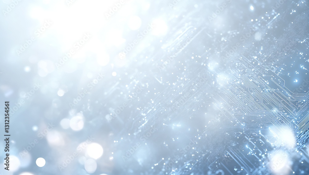 Aufkleber Abstract digital circuit board background featuring glowing blue lights and bokeh effects : Generative AI