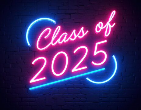 Neon class of 2025 design for graduation celebrations and announcements