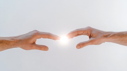 pair of diverse hands extended towards each other with ample copy space symbolizing against discrimination single light