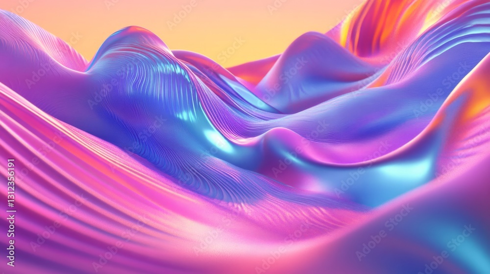 Fototapete 3d holographic waves of colors in an abstract dreamscape generative ai
