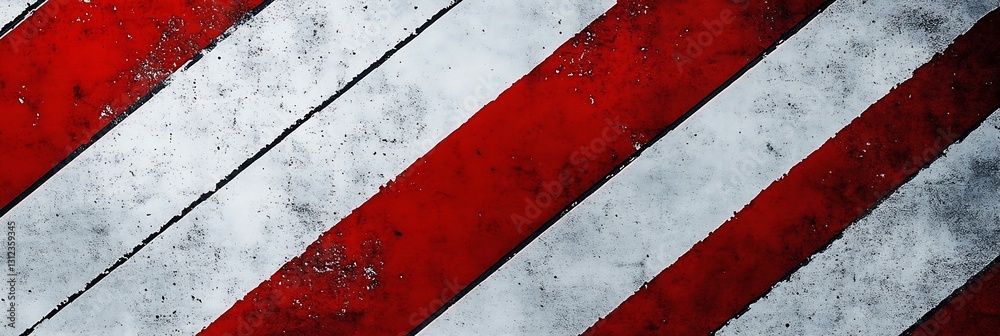 Poster bold red and white striped pattern with a gritty finish for contemporary design : generative ai