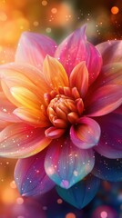 Fototapeta premium Colorful flower blooms with vibrant petals in a dreamy background during golden hour