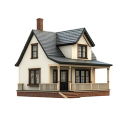 Charming white house with gray roof and porch