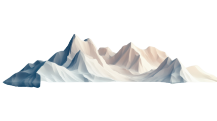 Low poly mountains standing tall on transparent background