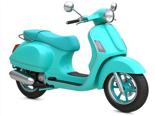 Mint Green Retro Scooter on White Background