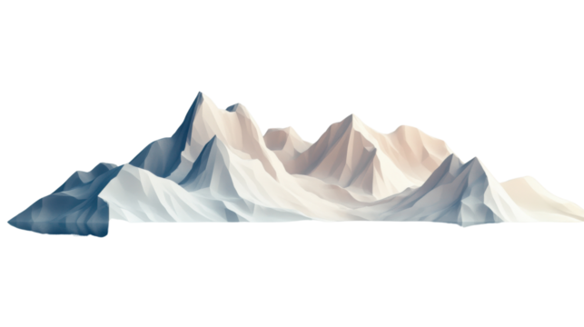 Low poly mountains standing tall on transparent background