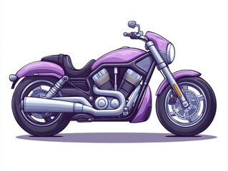 Pixel Art Purple Cruiser Motorcycle Illustration