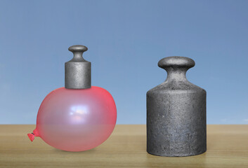 Weight big and small on a balloon