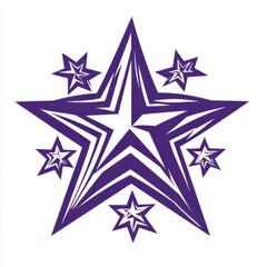 Obraz premium Purple Five Pointed Star Graphic Design with Smaller Stars