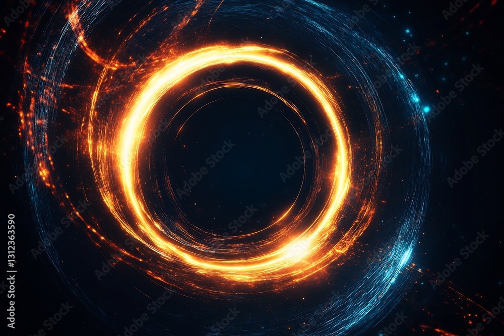 Aufkleber dramatic glowing circular pattern featuring a mix of vibrant and dark colors : generative ai