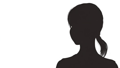Anonymous person. Shaded portrait of woman on white background