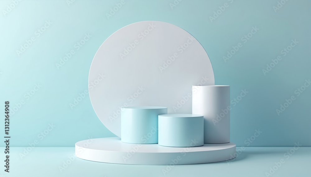 Poster cylindrical podiums composition in studio. round geometric pedestal to showcase product. empty paste